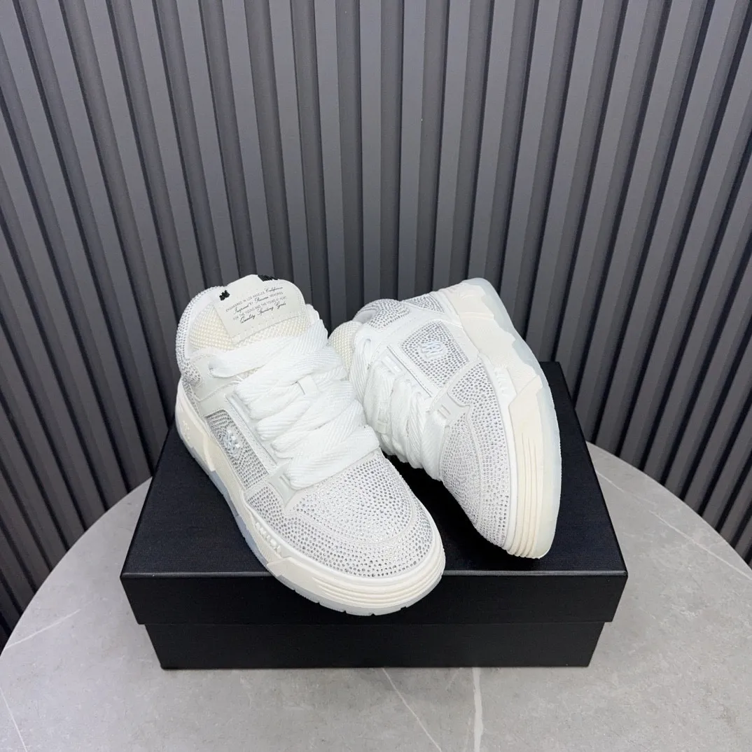 Men's men's shoes 💰800 AMIRI Amir Couple's new hot brick high street sneakers with bone sports shoes, toe-layer cowhide upper, upper side bones, purely hand-stitched, with good three-dimensional effect, customized metal LOGO, code number 35-44 (45, 46 customized)